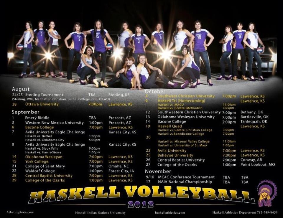 2012 Haskell Volleyball Schedule