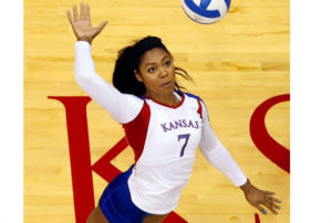 #7 Tiana Dockery (Navajo) Outside Hitter for Kansas Jayhawks.