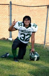 Muscogee (Creek) citizen Joseph Yahola during his first year of competitive football at Oklahoma School for the Deaf (Photo via MNN)