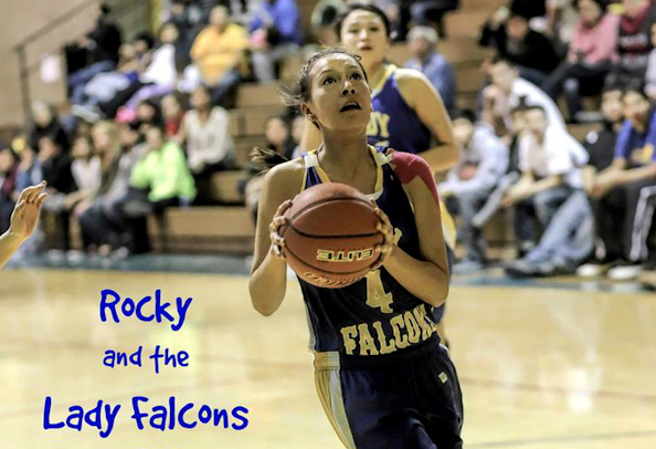 Rocky Colombe (Rosebud Sioux) scored 21 points including making 5-6 treys as the Lady Falcons improved to 13-0