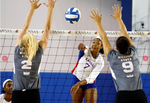 Tiana Dockery (Navajo) named Jayhawk Classic MVP after Finishing Weekend with 31 Kills; Kansas remains Undefeated