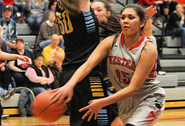 Sierra Higheagle (Nez Perce Tribe) Scores 15 and 14 points for Montana Western in Games over College of Idaho and Corban College