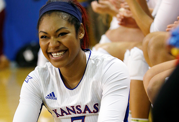 Senior Tiana Dockery (Navajo) leads No. 9 Kansas Volleyball past Texas Tech on Senior Day with 15 Kills