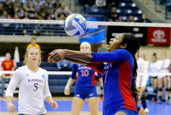 FINAL FOUR BOUND: No. 9 Kansas Upends No. 1 USC, 3-2; Tiana Dockery (Navajo) adds 5 kills/14 digs