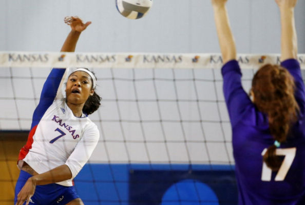 Tiana Dockery (Navajo) Adds 6 Kills as No. 9 Kansas Defeats Furman, Advances to NCAA Second Round