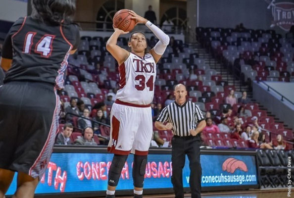 Caitlyn Ramirez (Seminole Nation) adds 15 Points for Troy who beat UL Lafayette, 90-83