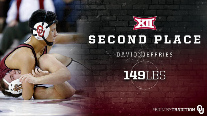 Davion Jeffries (Muscogee Creek) Places 2nd at the 2016 Big 12 Wrestling Championship Final