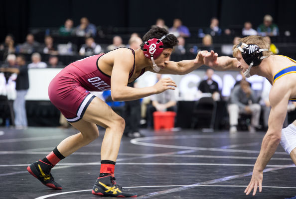 Oklahoma Sooner wrestler Davion Jeffries (Muscogee Creek) looking for revenge as he advances to Big 12 Championship match