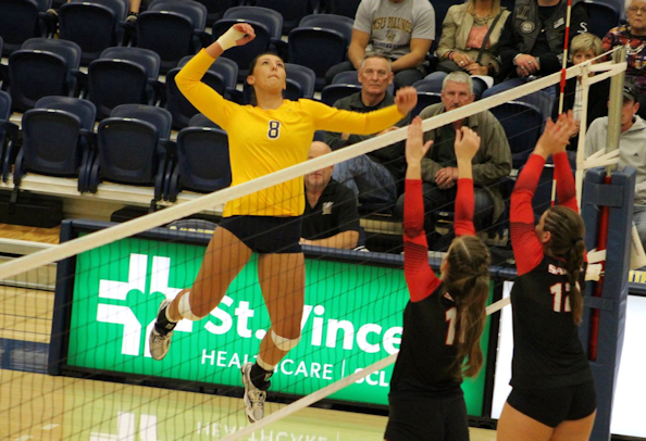 Ashlynn Ward (Standing Rock Sioux) has 15 Kills in MSUB’s Conference Win over Saint Martin’s