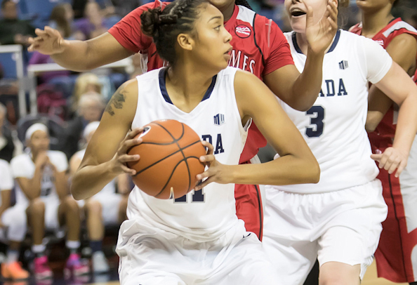 Terae Briggs (Crow Tribe) eclipses 800 points in her Nevada Wolf Pack career