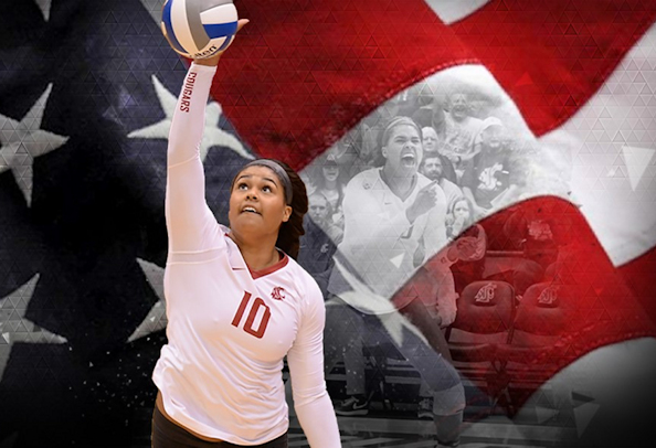 Washington State’s Taylor Mims (Crow Tribe) is one of 12 players chosen for the U.S. Women’s Collegiate National Volleyball Team competing this summer in Europe