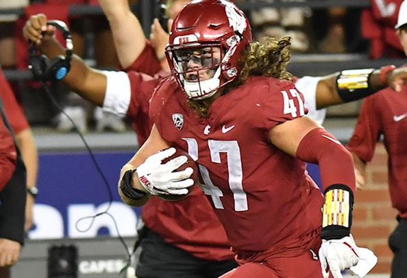 Washington State linebacker Peyton Pelluer (Nez Perce Tribe) named the Pac-12 Conference Defensive Player of the Week
