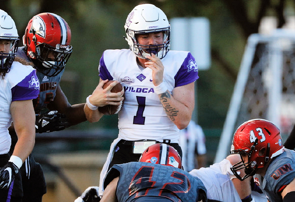 Abilene Christian QB Dallas Sealey (Chickasaw Nation) finishes with 306 passing yards and 3 rushing Touchdowns in 45-20 Win on the Road