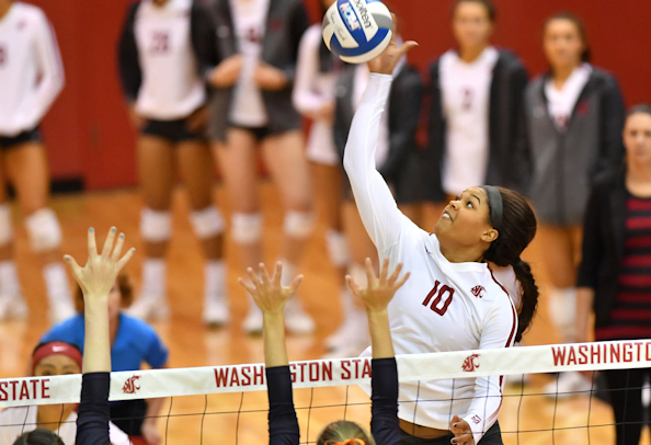 Taylor Mims (Crow Tribe) recorded career-high in kills and digs Sunday afternoon but Washington State would fall to Oregon State