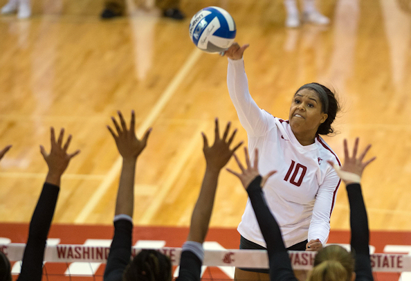 Washington State’s Taylor Mims (Crow Tribe) has Career-High 24 Kills as Cougar Volleyball Upsets No. 25 Colorado with 3-1 Win in Pullman