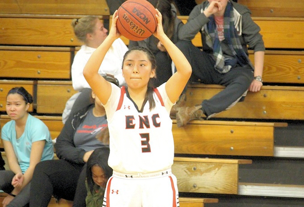 Seniesha Sekaquaptewa (Hopi/Navajo) led five players in double-figures with 20 points as Eastern Nazarene College women’s basketball team edged Pine Manor 89-84