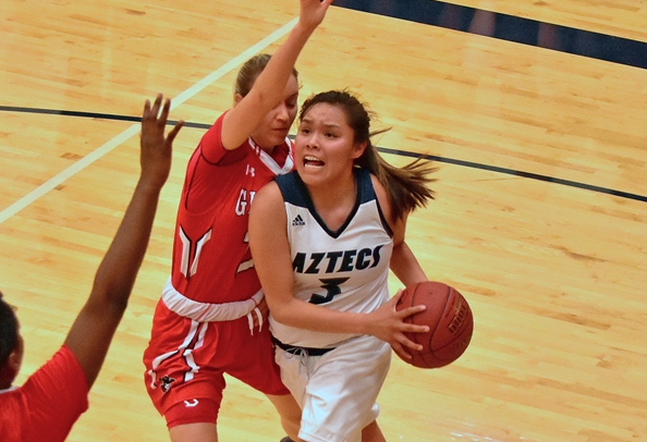 Jacqulynn Nakai (Navajo) led the way for PIMA CC with a game-high 22 points as Aztecs rout Scottsdale CC