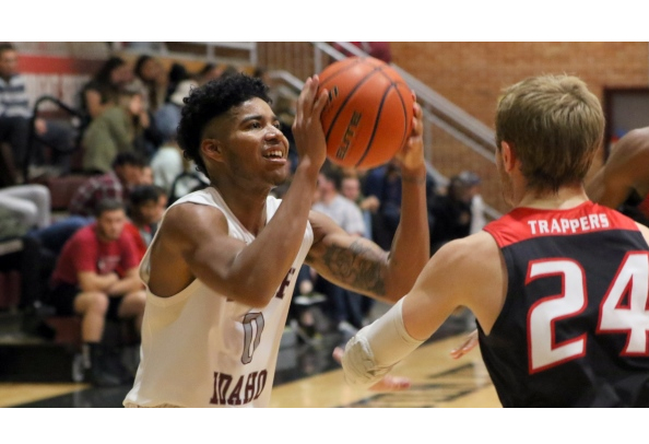 RayQuan Evans (Crow Tribe) scores 16 for North Idaho College in loss to Yakima Valley Community College