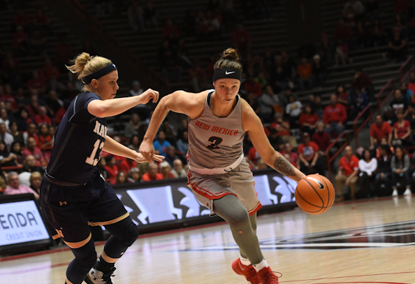 Tesha Bucks (Sioux) Scores 15 Points for Lobos who snap its three-game losing streak and defeat Utah State, 80-47