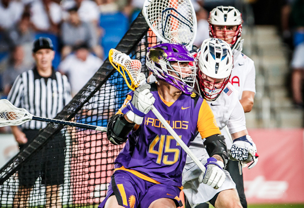 Ty Thompson netted five goals as the Iroquois Nations team pulled away to beat Australia, 16-9