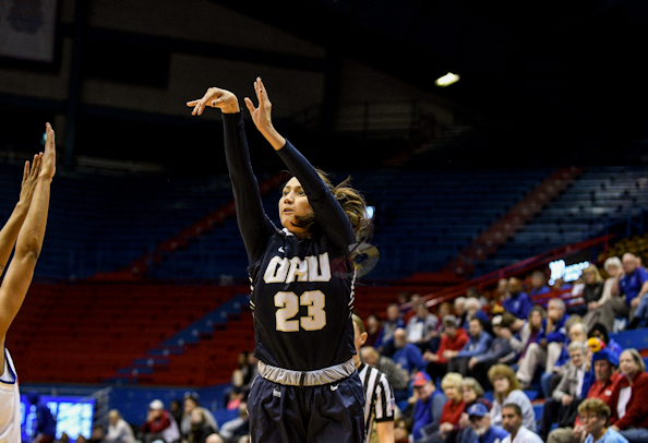 Oral Roberts Senior Lakota Beatty (Caddo/Lakota) scores 14 points in Saturday’s 101-72 win over North Dakota State