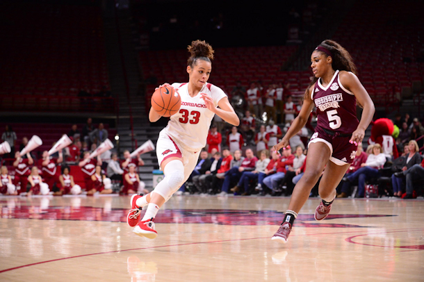 Chelsea Dungee (Cherokee) Paces Arkansas with 25 points in Loss to No. 7 Mississippi State