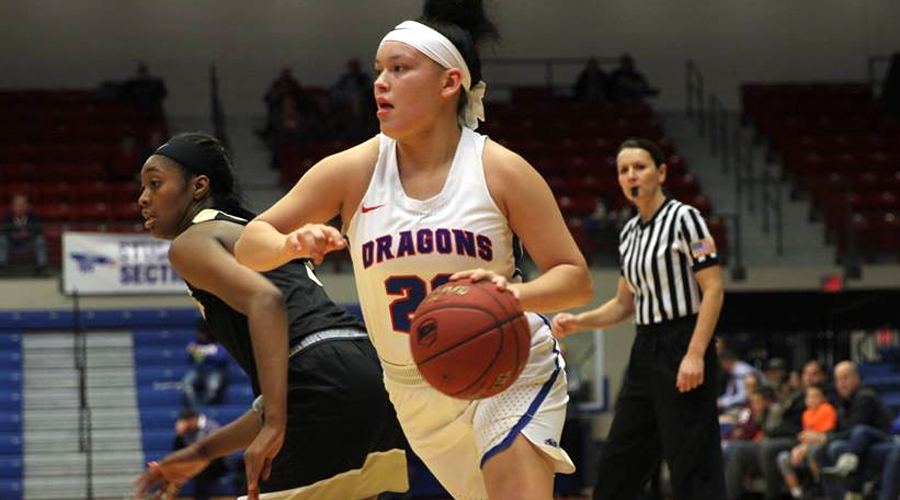 Makayla Vannnett (Ojibwe) hit four 3-pointers and led the No. 4 Blue Dragons with 15 points in Hutchinson’s 65-35 victory at Dodge City