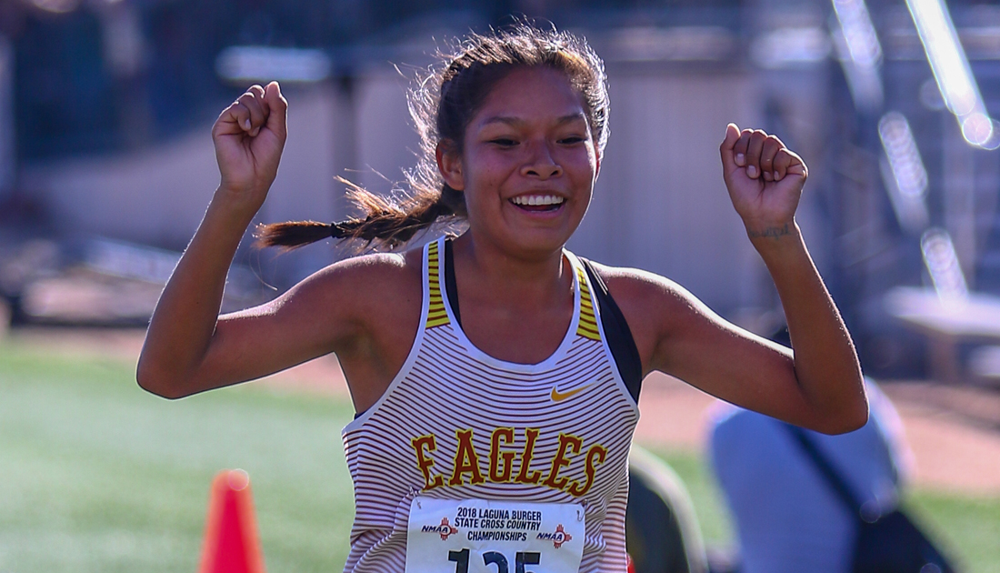 Jasmine Turtle-Morales (Cochiti/Apache/Hopi) of Eldorado High School named the 2018-19 Gatorade New Mexico Girls Cross Country Runner of the Year