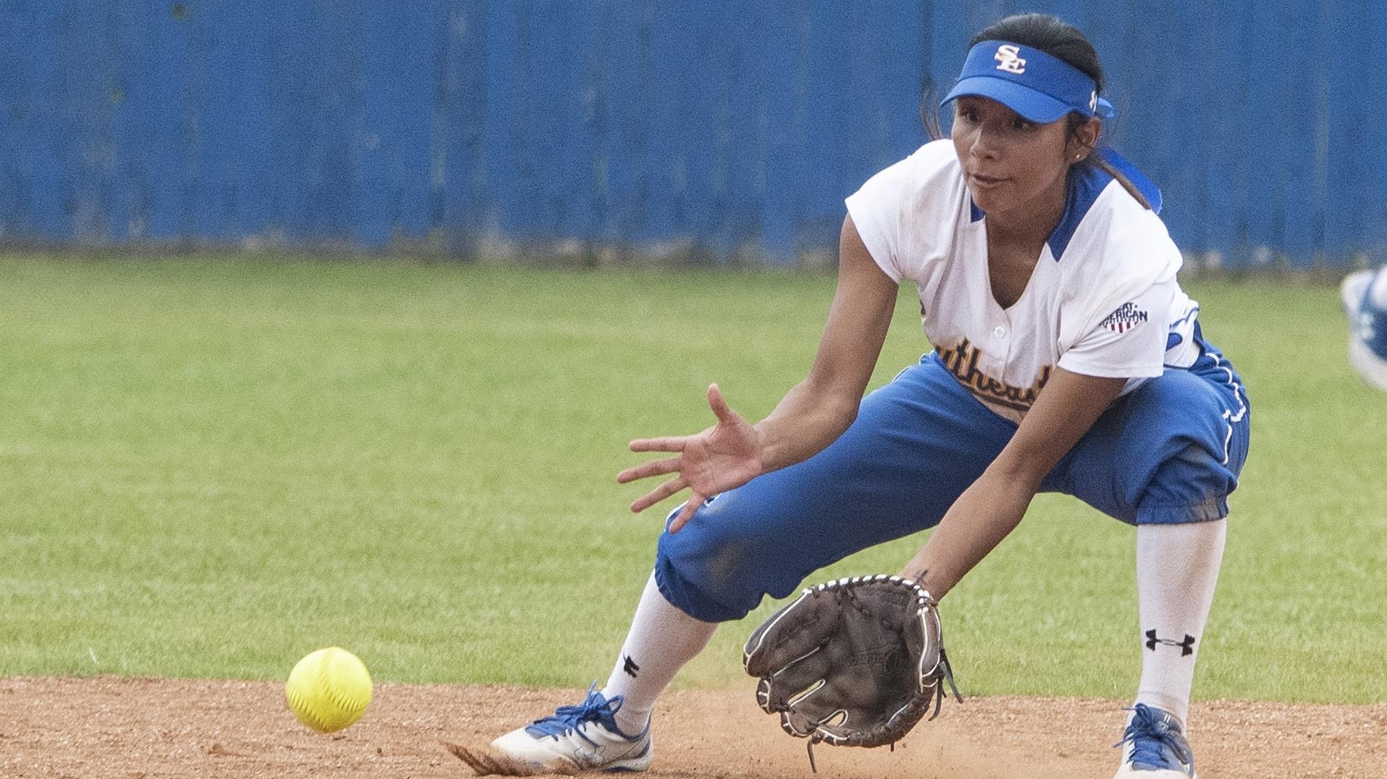 Symphoni Shomo (Choctaw/Cheroke) led the way for Southeastern with a pair of hits and added four stolen bases