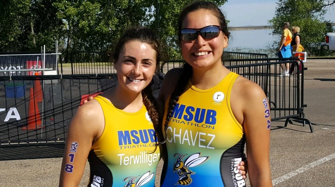 MSU-Billings Freshman Triathlete Madisan Chavez (Crow) completed her 750m swim, 20km bike and 5km run in 1:16.14