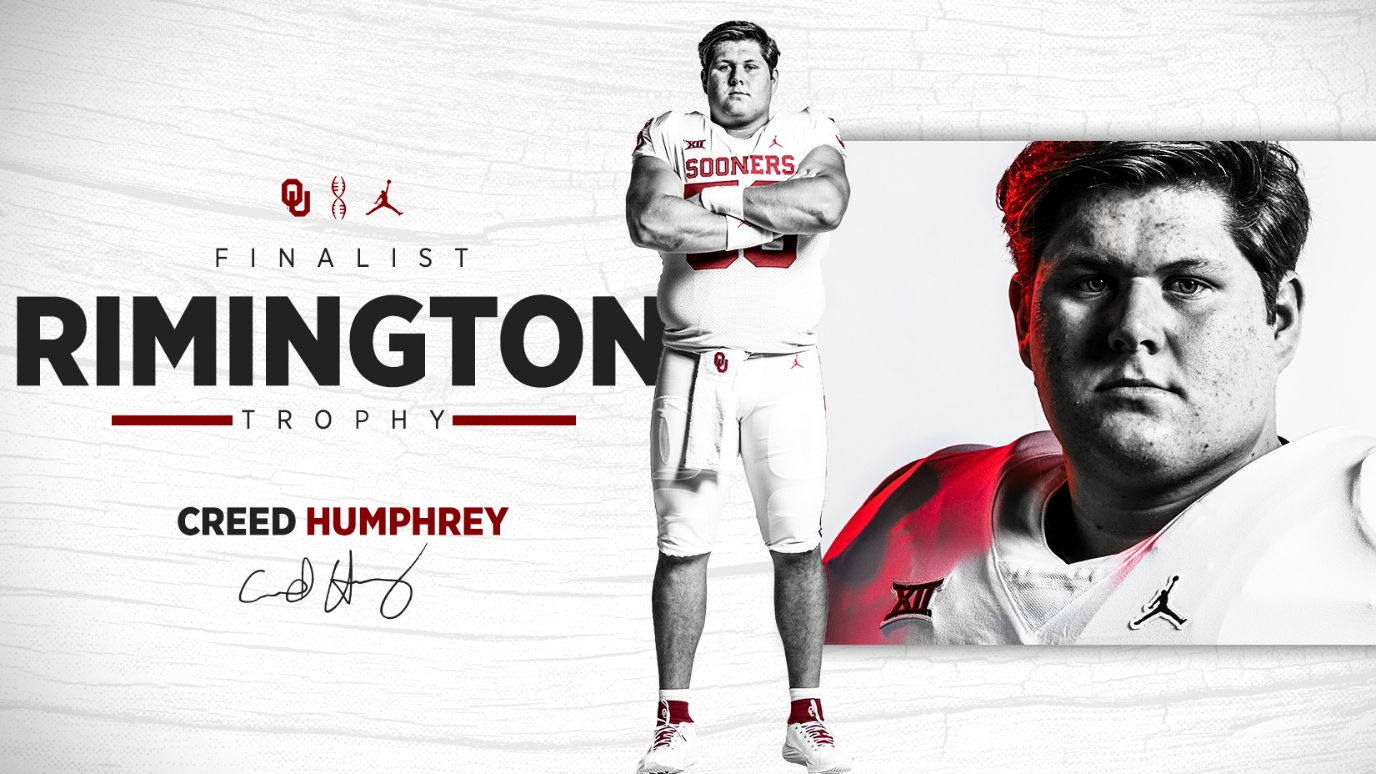Creed Humphrey (Potawatomi) has been named a finalist for the Rimington Trophy honoring the nation’s top center