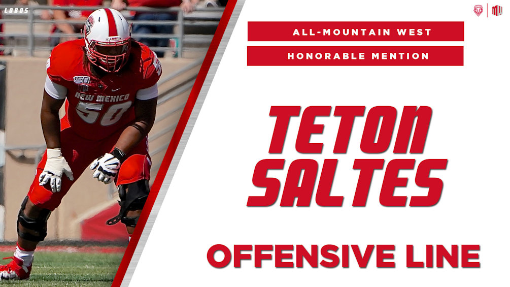 New Mexico Lineman Teton Saltes (Oglala Lakota) Named named Honorable Mention All-Mountain West Conference