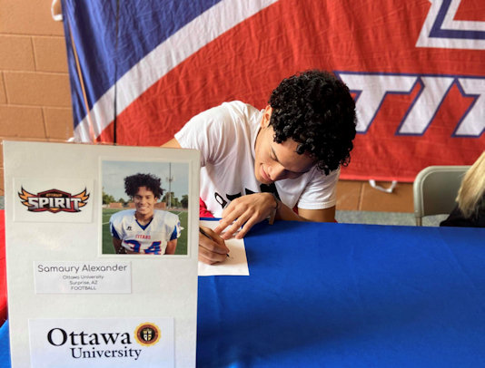 SaMaury Trinidad Alexander (Navajo): Signed Football National Letter of Intent with Ottawa University (AZ)