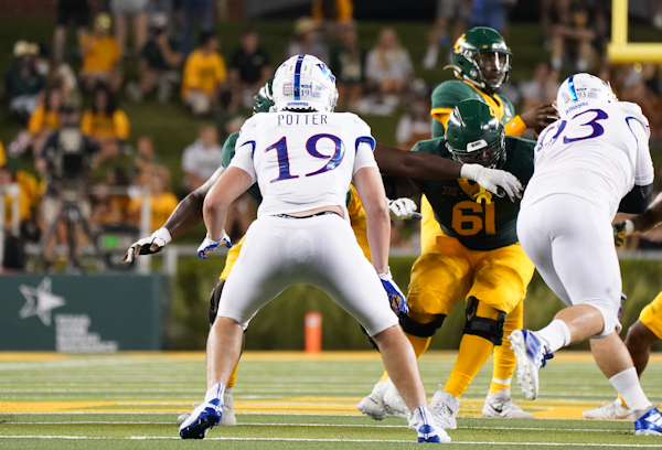 Despite KU loss, Gavin Potter (Mvskoke Creek) Leads Jayhawks Defense with 6 Tackles