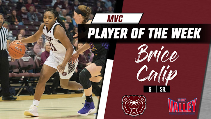 Missouri State senior guard Brice Calip (Mvskoke Creek) is the inaugural 2020 Missouri Valley Conference Player of the Week