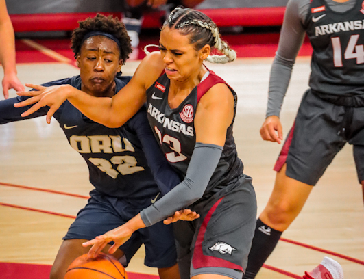 Redshirt senior guard Chelsea Dungee (Cherokee) led the Razorbacks with 18 Points in 80-70 Win