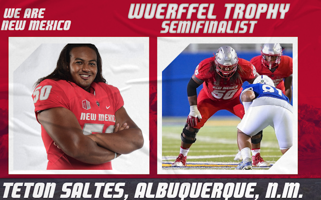 Teton Saltes (Oglala Lakota) named a semifinalist for the Wuerffel Trophy for second straight season