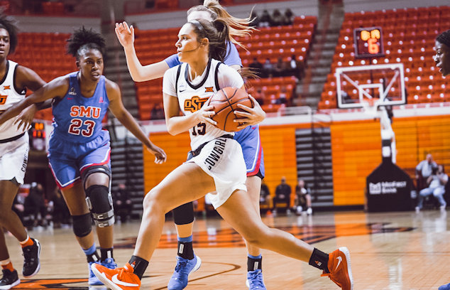 Freshman Lexy Keys (Cherokee) Scores Nine for Cowgirls in 75-63 Win over SMU