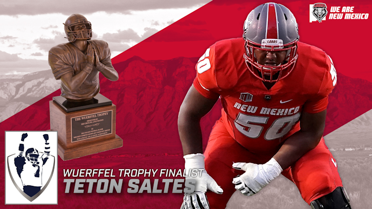 UNM’s Teton Saltes (Oglala/Lakota) has been named as one of three finalists for the 2020 Wuerffel Trophy