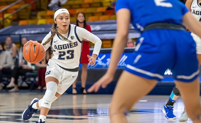 Shyla Latone (Zuni) Adds 15 Points for Utah State who Fall to Fresno State, 93-85