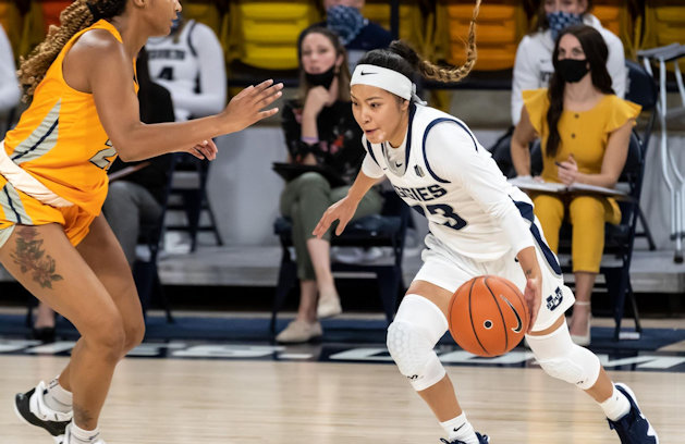 Shyla Latone (Zuni) goes for a career-high of 30 points for Utah State who Fall to San Diego State
