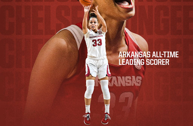 Chelsea Dungee (Cherokee) Drops 20 Points on her Senior Game in 94-76 Arkansas Win over Alabama