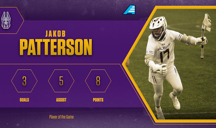 Jakob Patterson (Seneca Nation) scored three goals and recorded five assists for UAlbany in 13-12 Win over UMASS