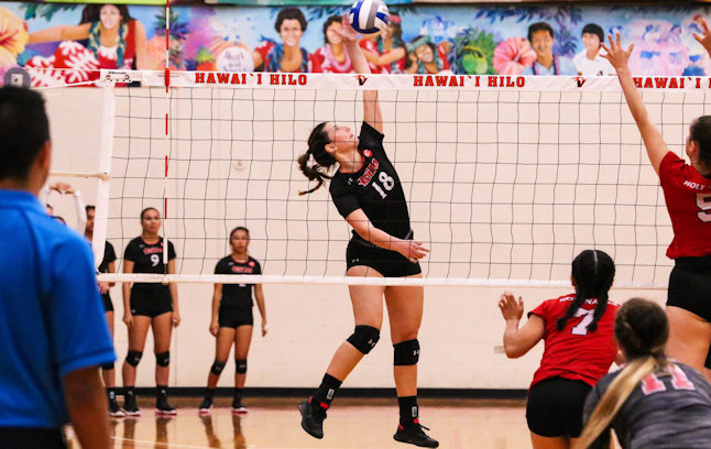Alexandra Parisian (Chippewa/Cree) added 11 and 13 Kills for UH-Hilo in Double Header with Chaminade and Hawaii Pacific