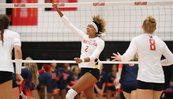 Rainelle Jones (Cree) Leads Terps with 7 Blocks, adds 8 Kills in Win
