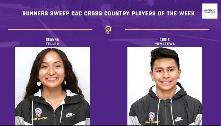 Haskell Indian Nations University’s Chris Humetewa and Deanna Teller recognized as Continental Athletic Conference Runners of the Week