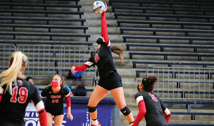 Alexandria Parisian (Chippewa/Cree) has double-double with ten kills, ten digs for HILO-Vulcans