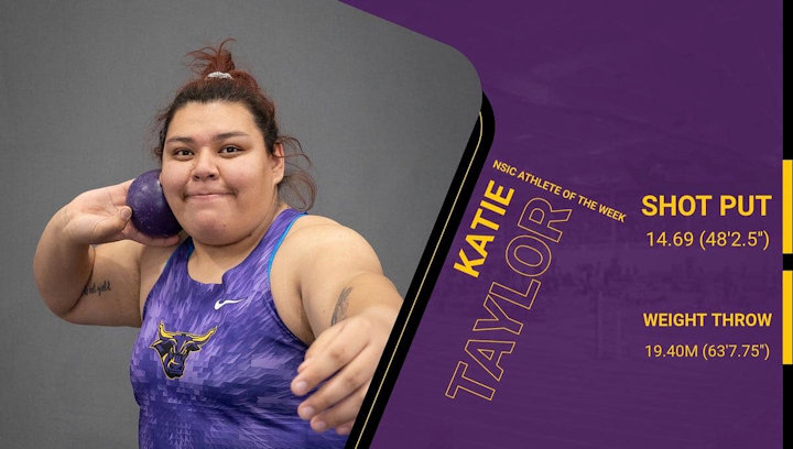 Minnesota State’s Katie Taylor (Ojibwe) has been named the NSIC Women’s Field Athlete of the Week in back-to-back weeks