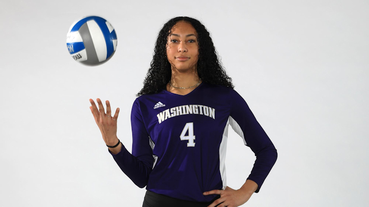 Emoni Bush (Wei Wai Kum First Nation) has 13 Kills for Washington in Win over UCLA