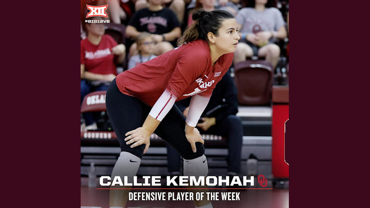 Oklahoma’s Callie Kemohah (Osage) Named the Big 12 Conference Defensive Player of the Week